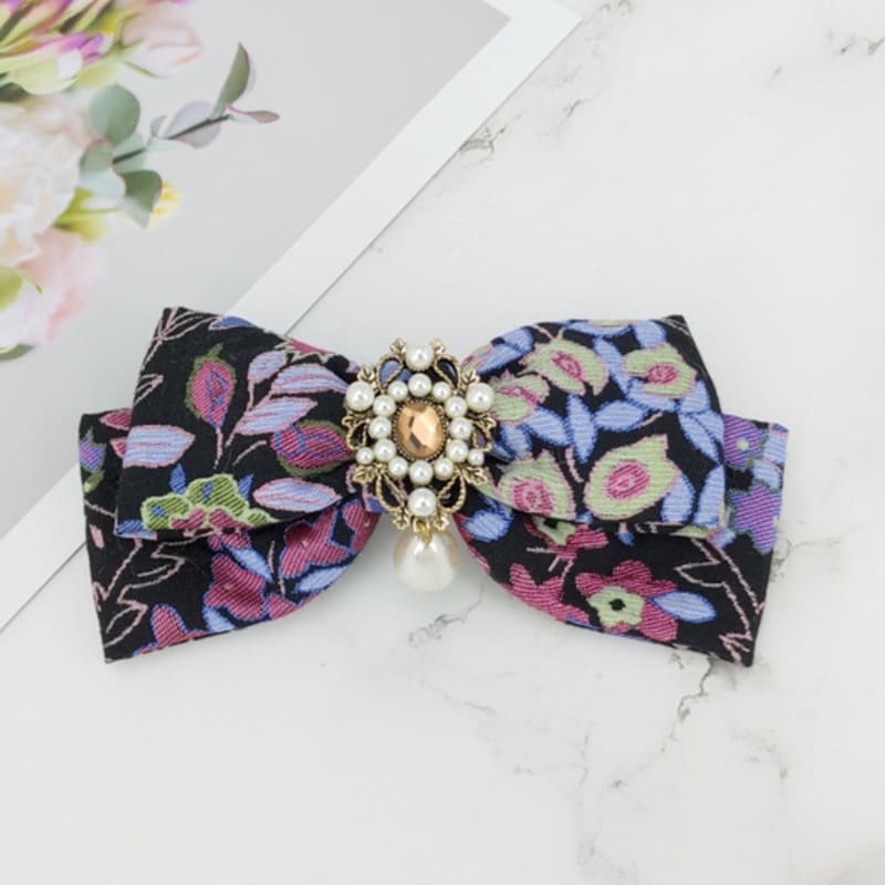 MAIA Rose Jacquard Ribbon Pin Large - Blue Purple