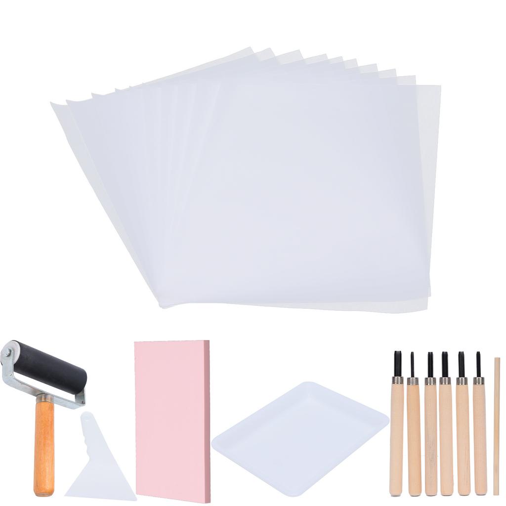 Rubber Carving Kit Block Stamp Making Set Printmaking Printing Art Craft with Cutter Tools