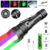 Tactical Flashlight Zoomable Red/Green/UV/White Powerful Torch USB Rechargeable Hunting Torch Professional Night Scout Lights