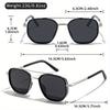 Unisex Vintage Sunglasses Square Frame TAC Lens Composite Metal Hinge Fashion Accessory for Outdoor UV Protection