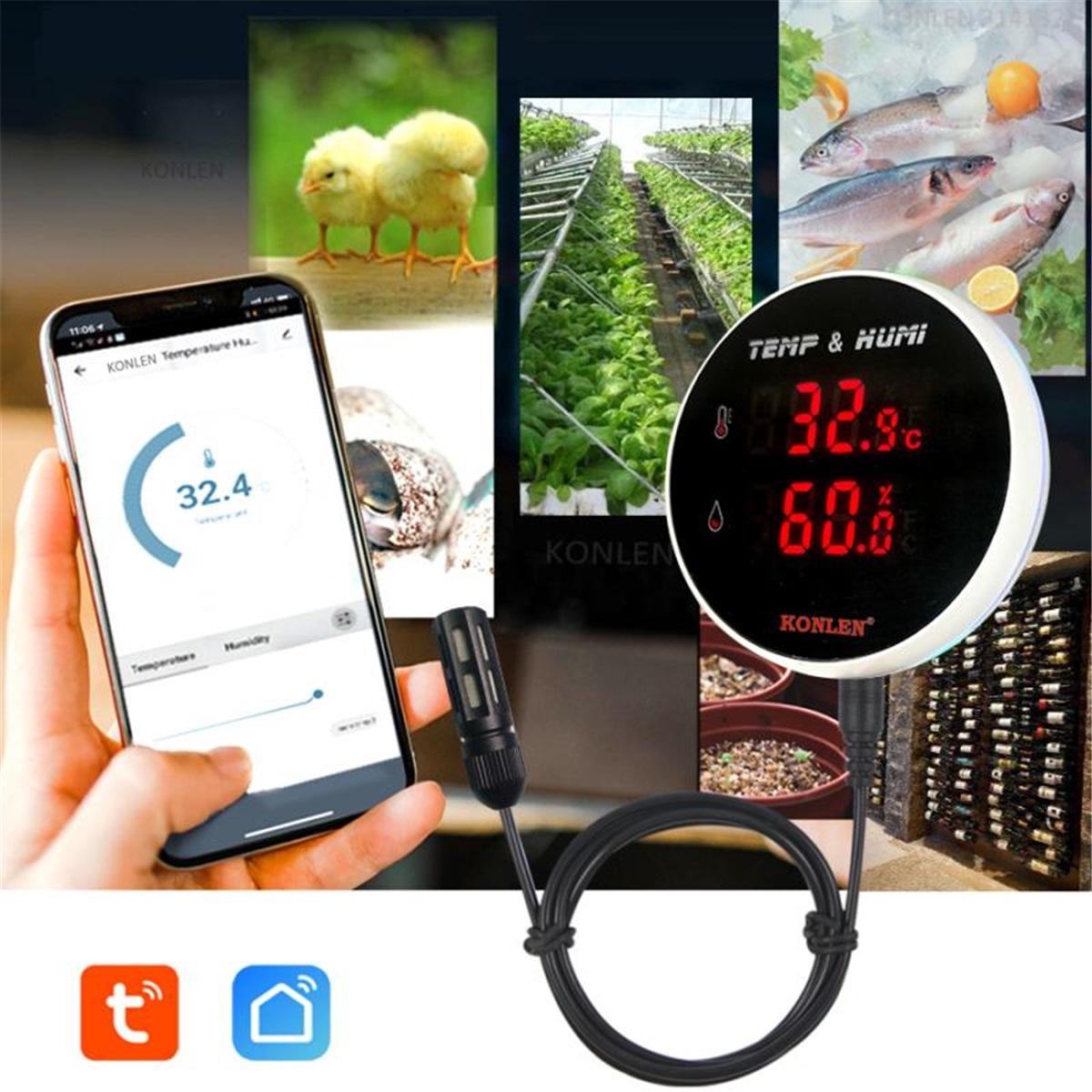 

Tuya WIFI гигрометр термометр датчик температуры и влажности с 3-метровым внешним зондом Smart Life цифровой монитор удаленная сигнализация AU