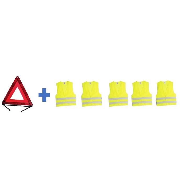 HTC EQUIPEMENTS Safety Pack - 1 Warning Triangle 550g + 2 Yellow Safety Vests Size XL 2 Reflective Strips