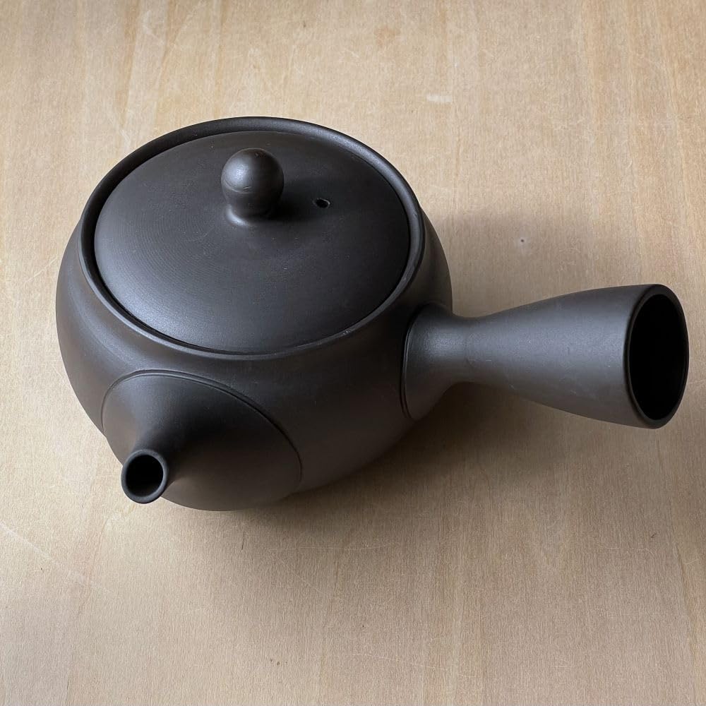 Kyusu 204i with Ceramic Tea Ceramesh Black Made in Japan Tokoname-yaki (Teapot) Strainer, Mud, 400ml,