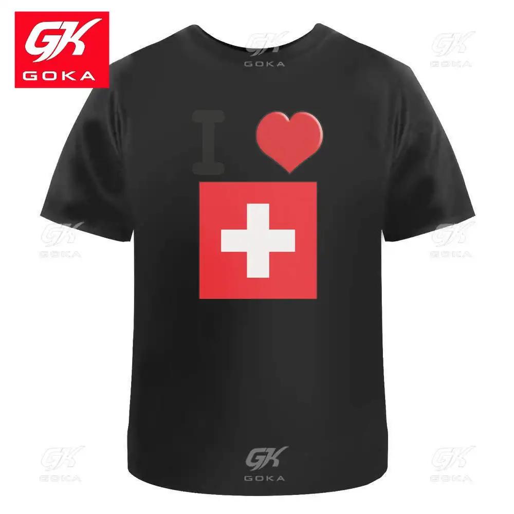 

I Love Switzerland Unisexs Womens Cotton TShirts Graphic Clothing Short Sleeve Vintage Tops Printed Y2K Clothes Classic T Shirt S