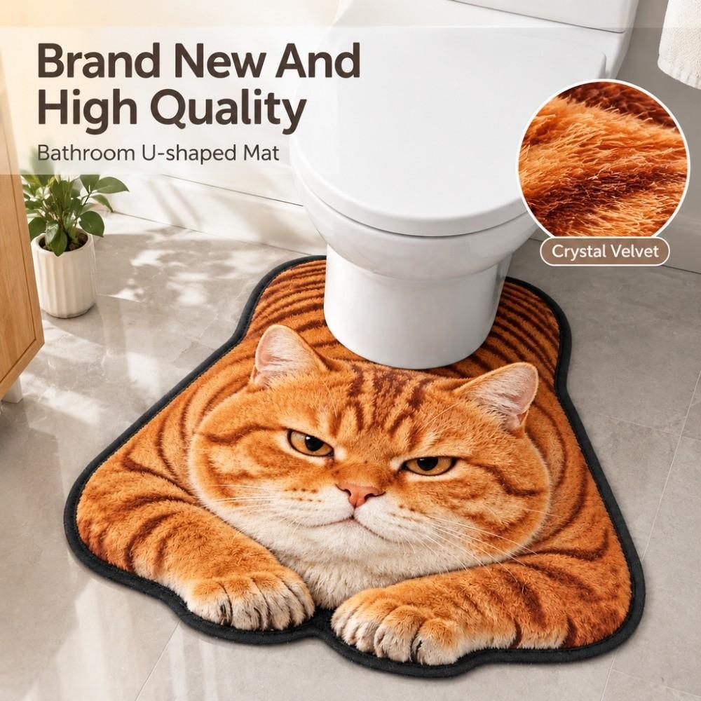 Non-slip Bathroom U-shaped Mat Quick-dry Bath Mat Novelty Toilet Floor Rug Bathroom