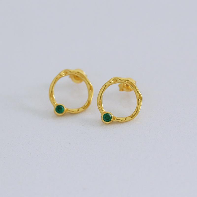 Vergoldete S925 Sterlingsilber Smaragd Zirkonia Ohrstecker: Retro-Mode für Frauen