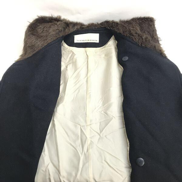 Made in Japan SUNAO KUWAHARA Long Duffle Coat M Men Black Fur Detail(USED)