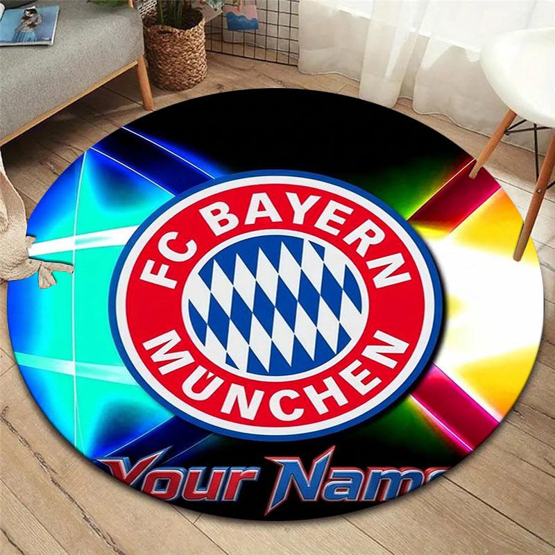 FC Bayern Munchen Custom Name Round Area Rug,Carpet Rug for Living Room Bedroom Sofa Playroom Decor,Non-slip Floor Mat