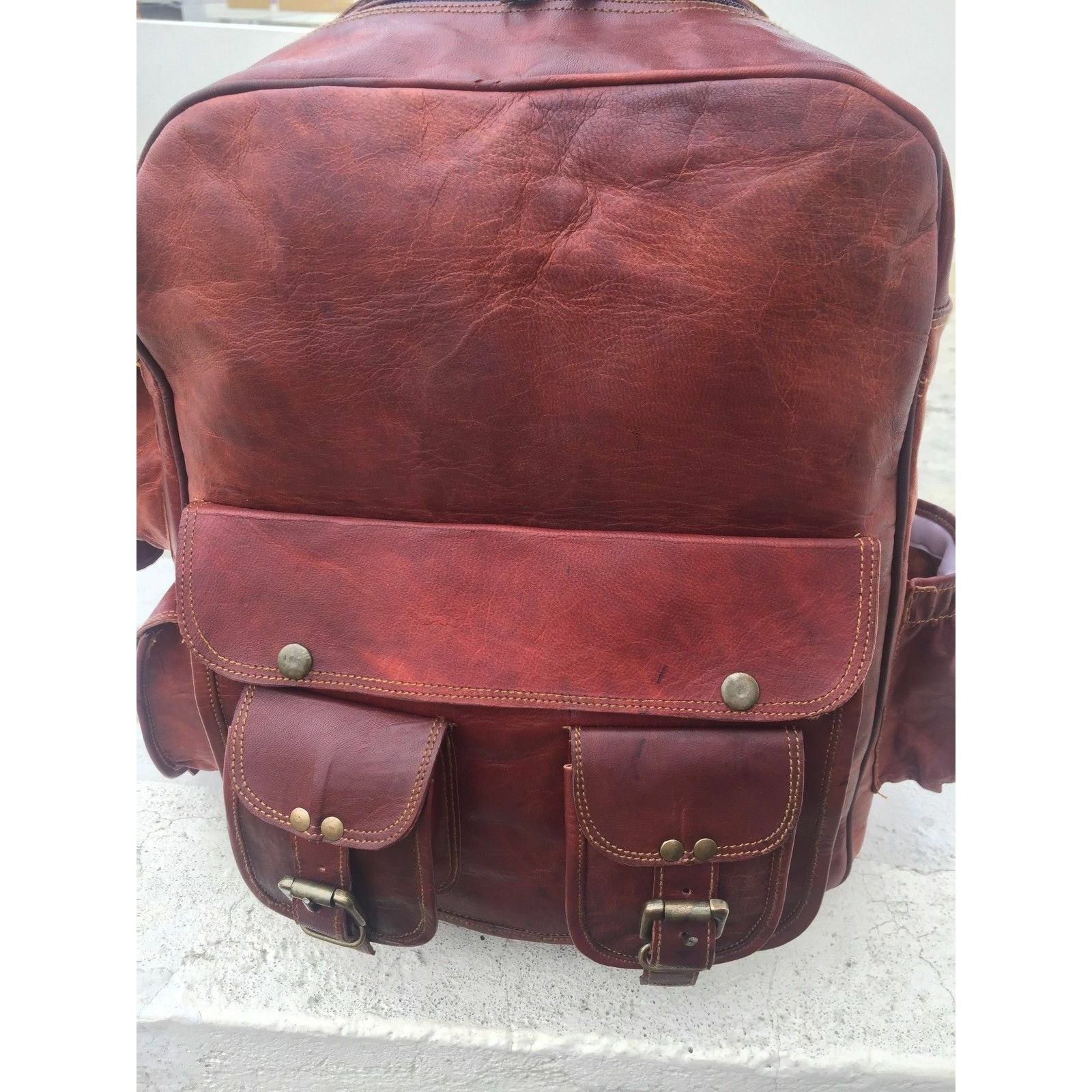 Новый мужской рюкзак ручной работы из натуральной коричневой кожи — фото 2