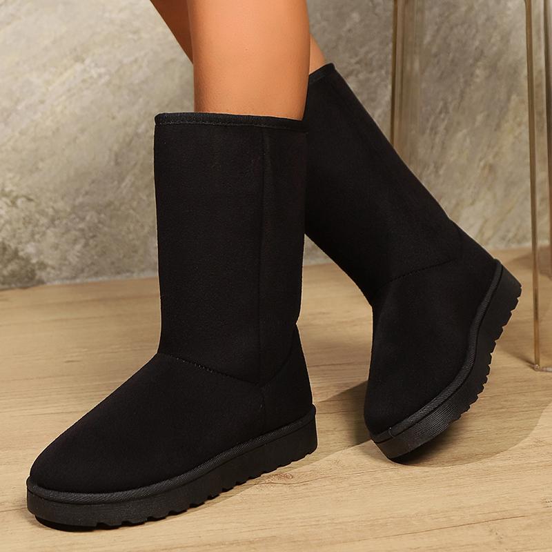 Fashion Women's Faux Suede Winter Warm Mid-Calf Boots Plus Size Thicken Plush Snow Boots Woman Thick Sole Non Slip Platform Casual Shoes