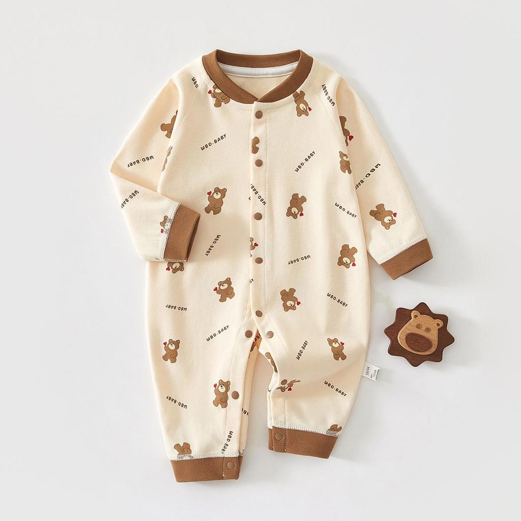 Autumn/Winter Pure Cotton Baby Romper – Long Sleeve Boneless Newborn Onesie for Spring
