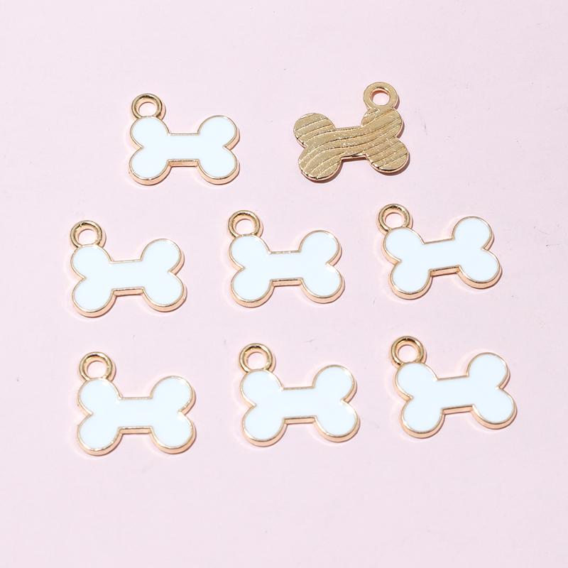 20pcs 12x13mm Enamel Bone Charms Pendant Small Cute DIY Jewelry Making Accessories for Bracelet Earrings Keychains 
