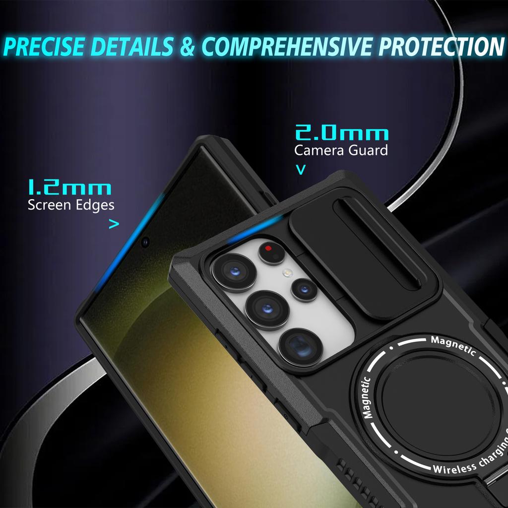 For Samsung Galaxy S24 Ultra Case PC+TPU Phone Cover with Lens Lid Compatible with MagSafe