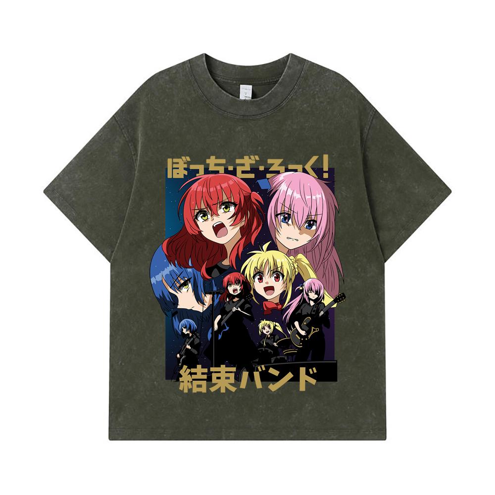 

275 GSM Washed T-shirts 100% Cotton Bocchi The Rock V1 Print Unisex Heavy Cotton T Shirt S