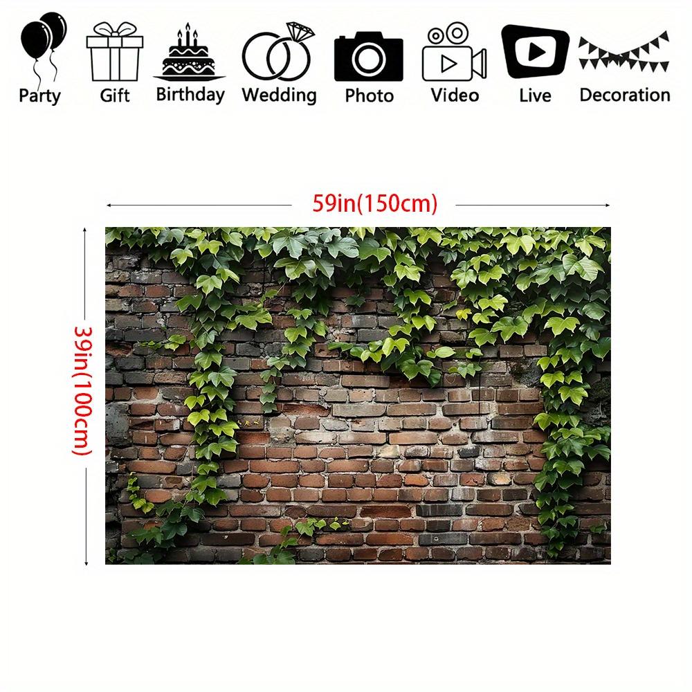 Simulated Rural Ivy Old Brick Wall Background Fabric - Ultra-realistic Fabric for Parties and Photography