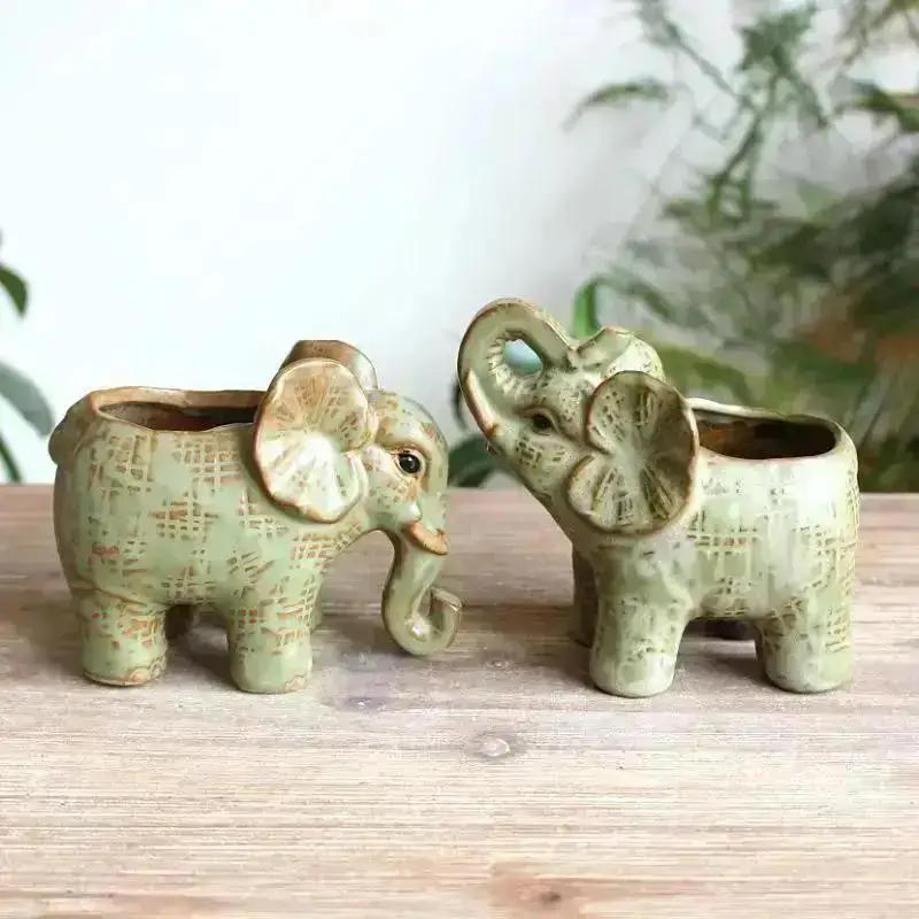 1 Buc. Artizanat Elefant Ceramic Vintage Ghiveci pentru Flori Suculente Ghiveci pentru Plante Verzi Decorare Casă Grădină