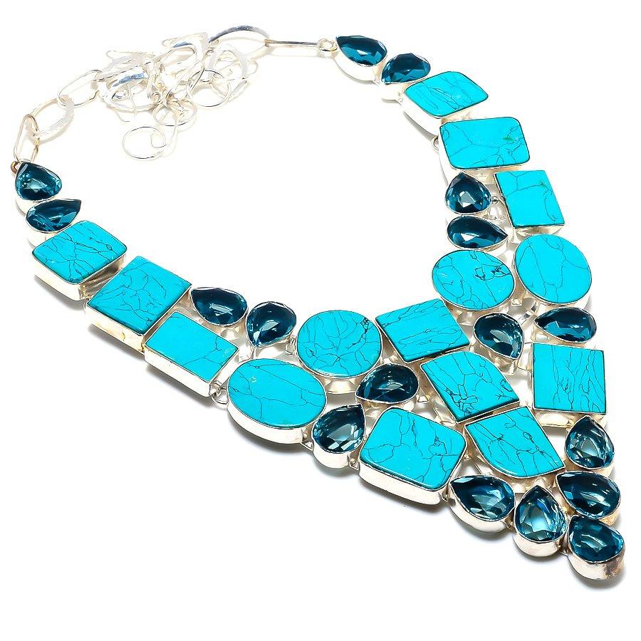 

Ожерелье из натурального серебра 925 пробы с бирюзой Санта-Роза и иолитом, 18 дюймов, n3K44