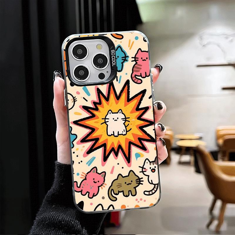 Cartoon Cute Cats Theme Soft Phone Case for iPhone 15 16 17 Pro Max 17Air 16E 14 Plus 13 12 Mini Shockproof Cover Back Shell