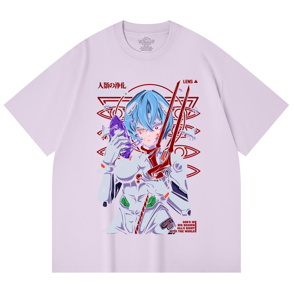 230 Gsm 100% Cotton Evangelion V7 Rei Print Unisex Heavy Cotton T Shirt
