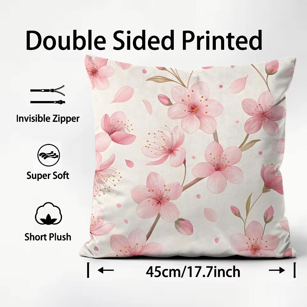 Sweet Light Pink Petals Pattern Cushion Cover Premium Comfort Reversible Pillow Cov In One Design For Any Room & Car Interior