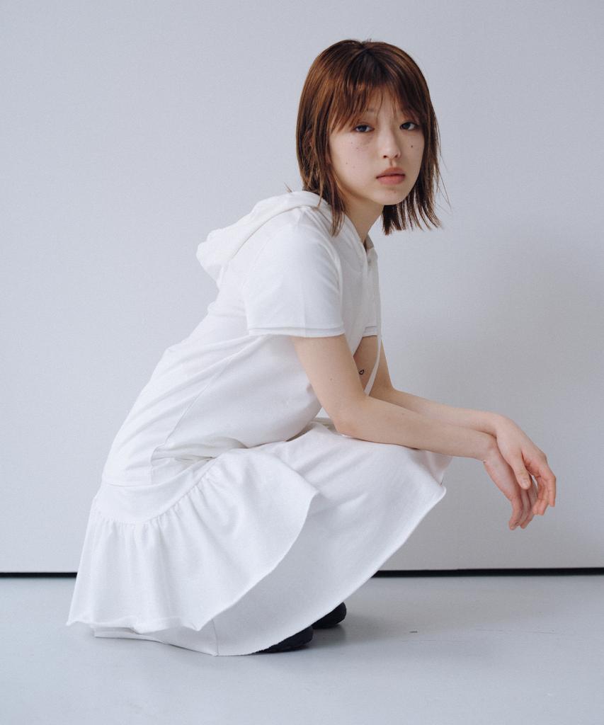 Ohesio Shirring Midi Banding Skirt, White
