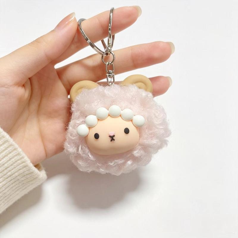 Soft Fluffy Curly Sheep Plush Keychain Mini Stuffed Lamb Pendant Durable Bag Accessory for Travel Luggage Decor Small Gifts
