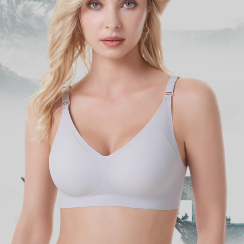 Seamless Wireless Push-Up Bra for Large Busts - Comfortable, Breathable, Lightweight with 4 Hooks