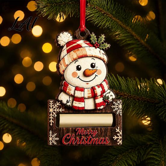 Holiday Hanging Decor Christmas Wooden Money Holder Ornament Santa Reindeer Snowman Elf Cash Holder Xmas Tree Gift Decoration