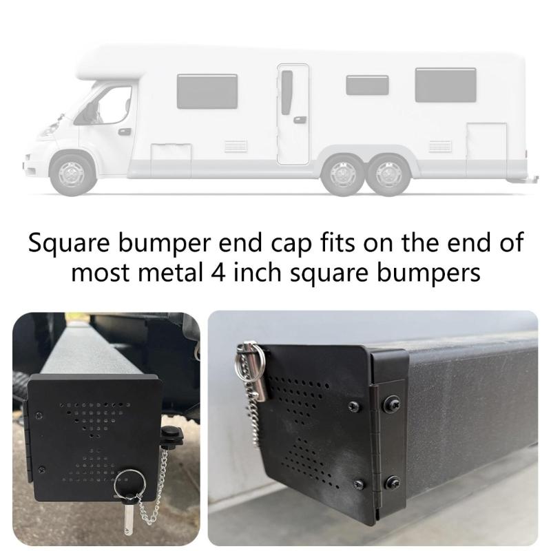 Practical Campers Square Bumpers Caps 2Pieces Easy Installation Designs for Standard 4Inch Bumpers Black Finish
