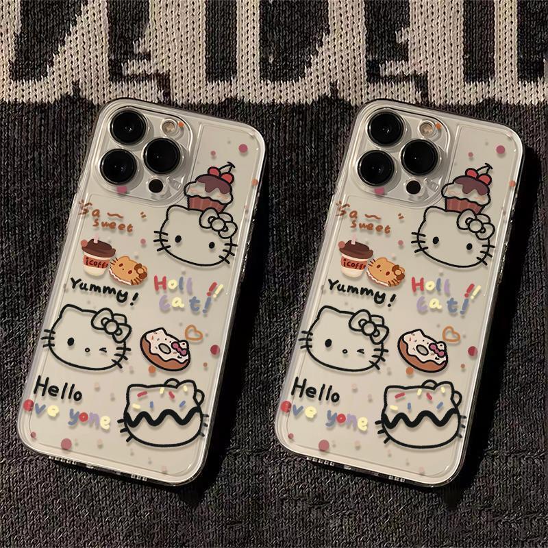 Sweet Doughnut Kiki Cat iPhone 15/14 Pro Max Cartoon Transparent Phone Case