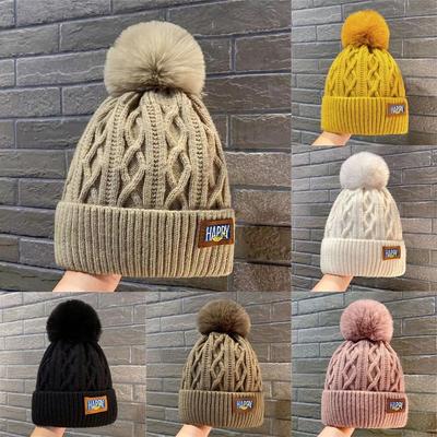 Módne brmbolcové čiapky pre ženy Jesenná Zimná Hrubá Teplá Čiapka Štýlové Čiapky Beanie Ležérne Vonkajšie Udržiavajúce Teplo Pletené Čiapky