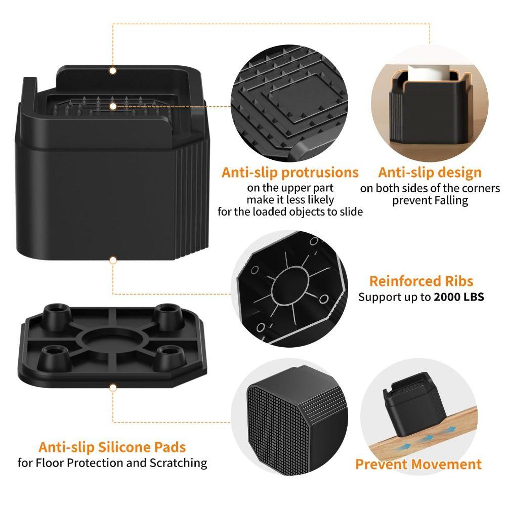 4Pcs Stackale Feet Leg Base Mat Adjustable Furniture Risers  Furniture Stability Accessories