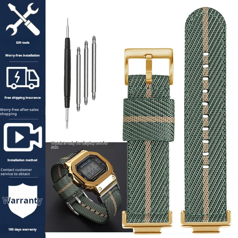 16mm Nylon Strap for Casio DW5600 GWM5610 GA110 GA2100 GA-700 Men's Outdoor Sports Watch Band Modified Metal Adapter Accessories