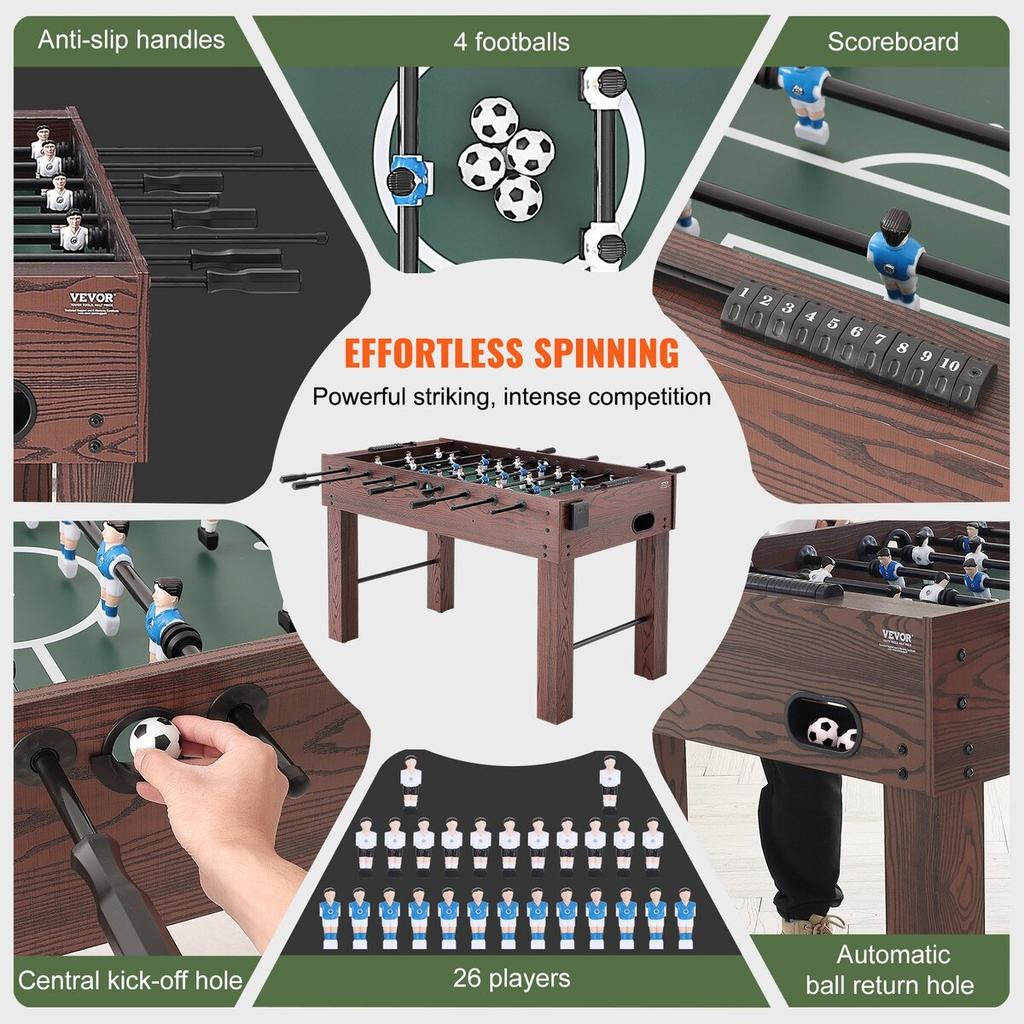 Foosball Table, 55 inch Standard Size Foosball Table, Indoor Full Size Foosball Table for Home, Family, and Game Room, Soccer with Foosball Table Set,