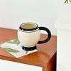 Hrnček na kávu 310 ml Minimalistický keramický hrnček na čaj Zosilnený retro čiernobiely hrnček na kávu s ergonomickou rukoväťou Pohár na džús, mlieko, vodu pre domácu kanceláriu
