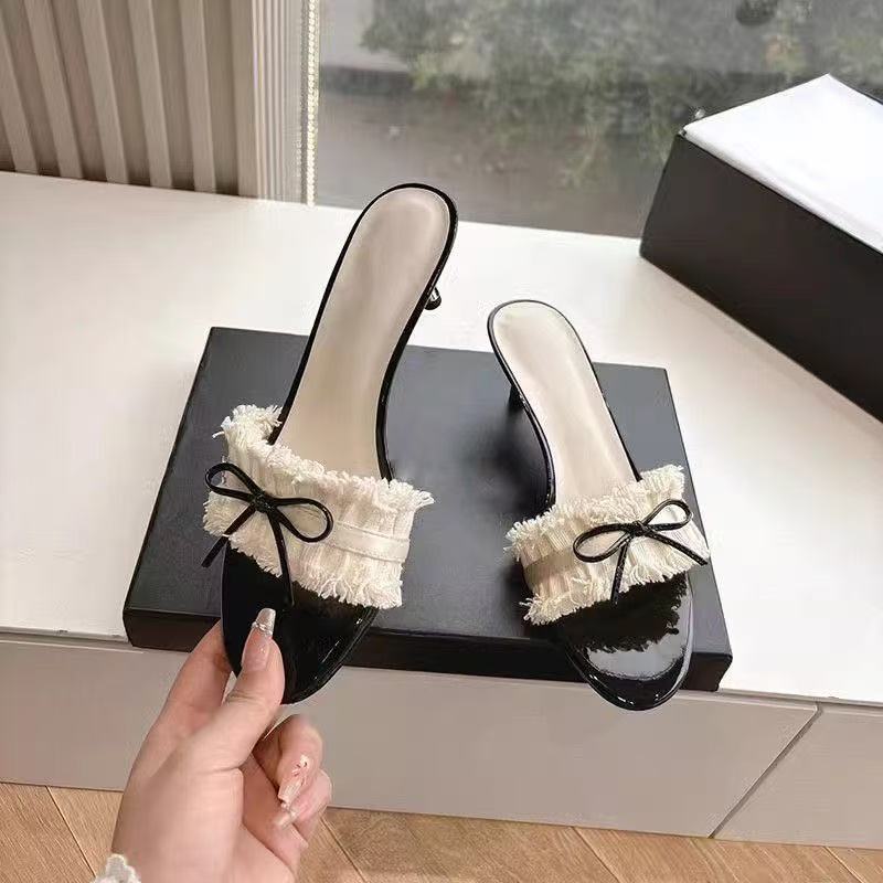 Not tired of one-word stiletto summer temperament foot bow wear high heels sandals high heels