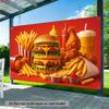 Burger Fried Chicken Cola Party Banner, for Party Photo Booth Indoor Outdoor Decor