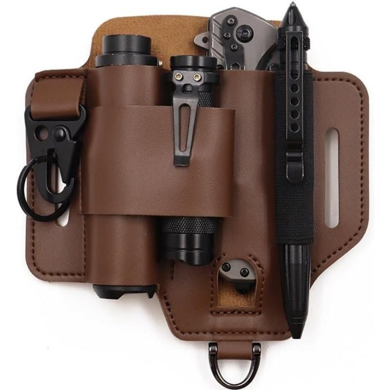 EDC Taktisches Werkzeug Hüfttasche Leder Multifunktional Outdoor Camping Survival Aufbewahrung Gürteltasche Wandern Notfallwerkzeugtasche