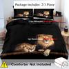 Black Lion Pattern 3D Printed Quilt Cover Set Wild Animals Theme Bedding Set For Kids Teens Adults Soft Quilt Cover Pillowcases