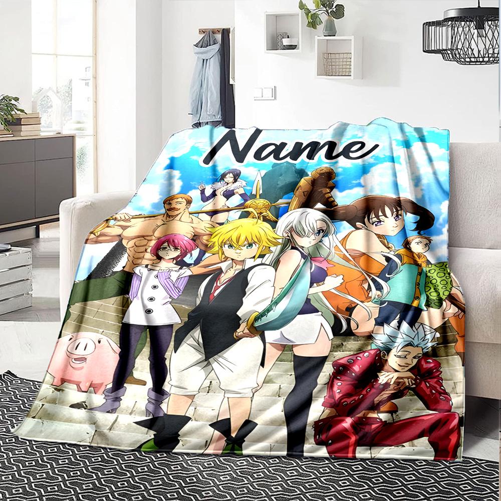 Customizable Seven Deadly Sins1 Throw Blanket – Personalized Name, All-Season Cozy Snug Blanket, Machine Washable, Personalized Blanket