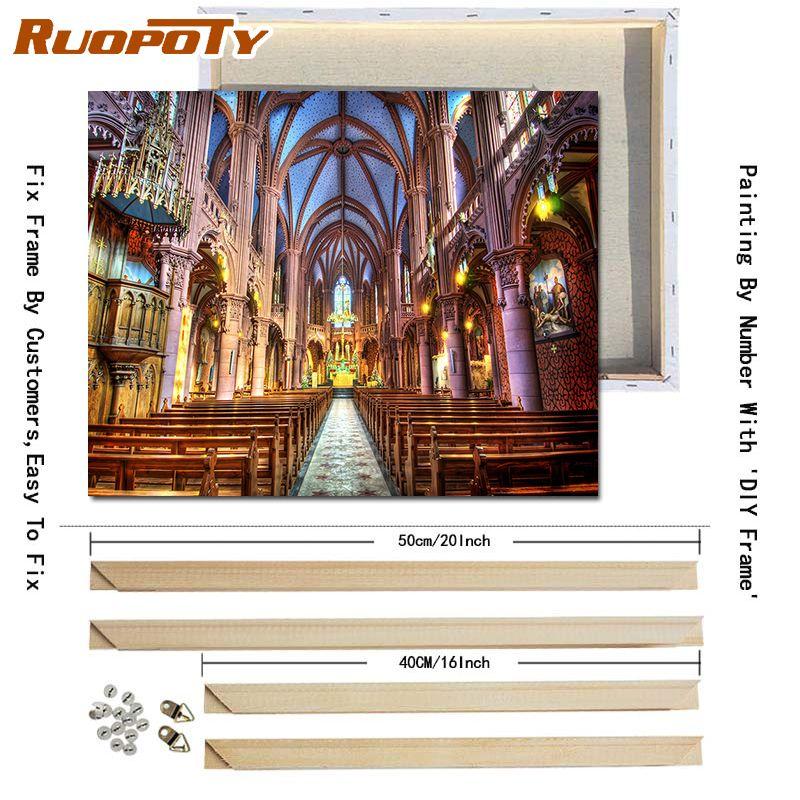 RUOPOTY Diy Painting By Numbers Landscape Modern Wall Art Picture Hand Painted Oil Painting For Wall Decoration 40x50cm With DIY Frame