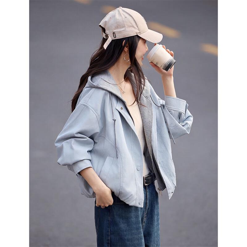 Women s Casual Hooded Layered Jacket M