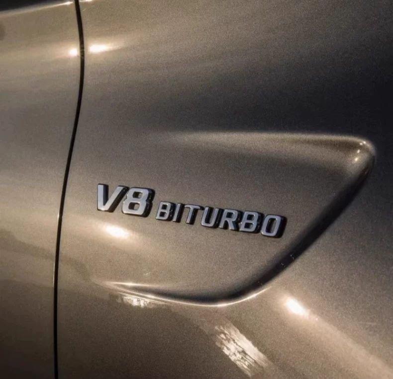 Compatible Mercedes-Benz V8 BITURBO Side Badges for C63, G63, S65, V12 Turbocharged Fender Emblem Letters.