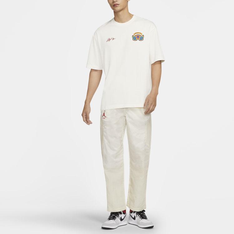 Jordan T-shirt Casual Sportiva Girocollo da Uomo con Ricamo Capodanno Cinese Top Vela-Bianco DH9205-133
