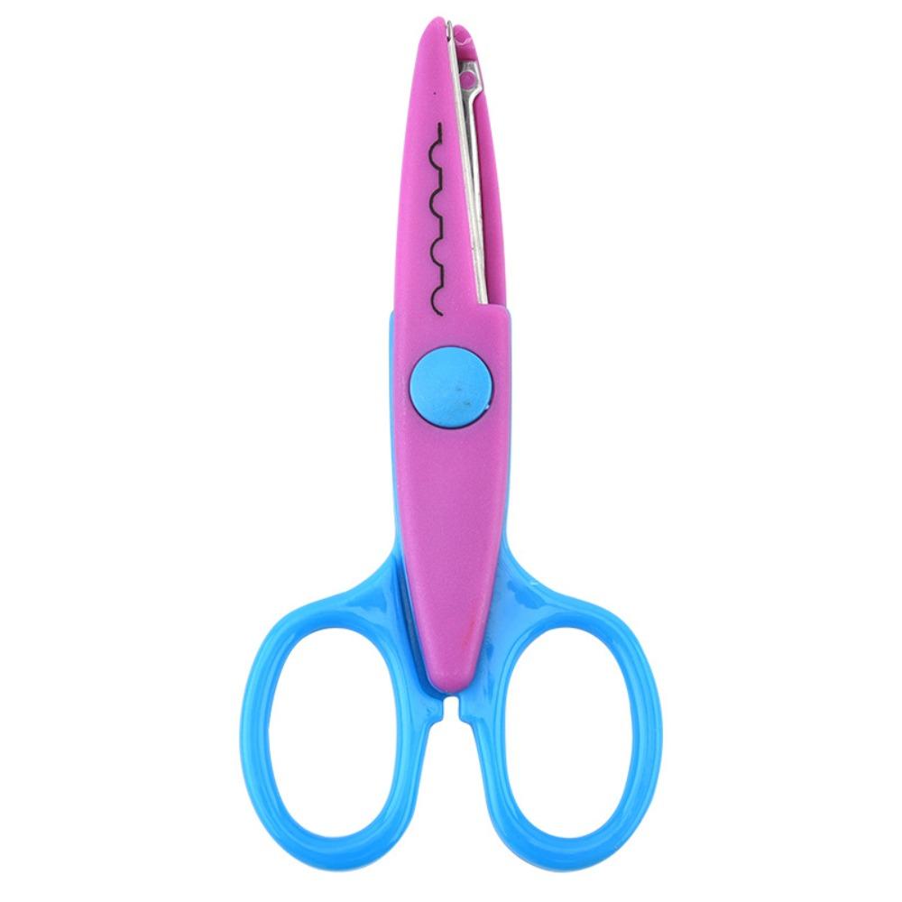 1/6PCS DIY Color Lace Scissors Comfortable Hand Wavy Pattern Art Safety Scissors Small Round Head Stationery Paper Cutter
