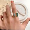 Vintage Stainless Steel Geometric Rings Women Oil Dripping Square Adjustable Open Rings Fashion Minimalist Banquet Jewelry Gifts