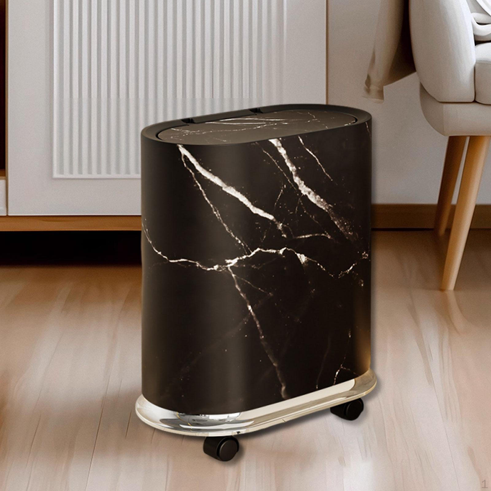 

Removable Trash Can with Wheels And Airtight Lid for Small, Space-saving Rooms, Kitchen, Home, чорний