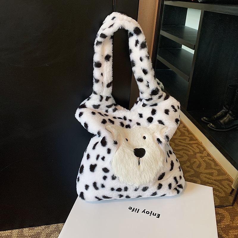 Tooxika Autumn And Winter High-grade Fur Bag Leopard Print Underarm Bag Fashionable Plush Puppy Shoulder Bag