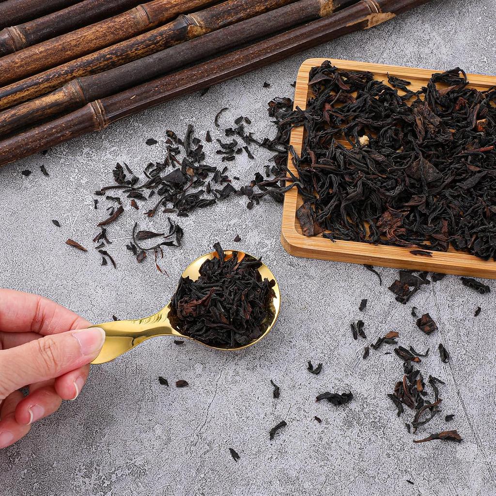 TIESOME 7 PCS Short Handle Spoons, Gold Stainless Steel Mini Scoops Thickened Small Round Spoon Small Coffee Scoops for Canisters Salt Sugar Coffee