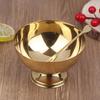 .1Pc Gold Stainless Steel Ice Cream Cup Salad Bowl With Fork Dessert Fruit Plate Snack Dish Wine Cup Home Kitchen Bar Tableware